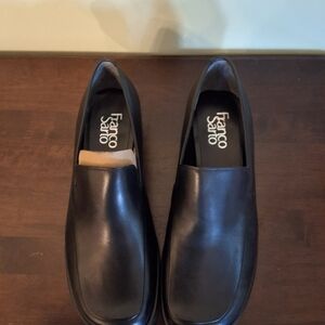 Franco Sarto Bocca Black Slip-On Loafers Size 8 Square Toe Comfort Work Shoes